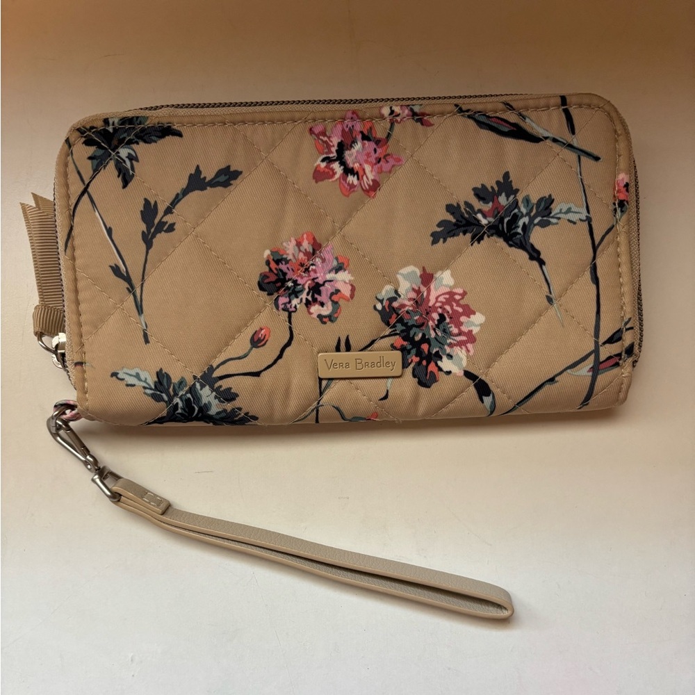 Vera Bradley Tan Floral Patterned Clutch Wallet